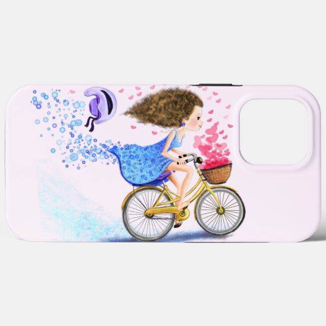 Funda De Case-Mate Para iPhone Feliz Chica Joven En Bicicleta - Amor Romántico (Reverso (Horizontal))