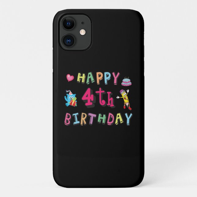 Funda De Case-Mate Para iPhone Feliz cuarto cumpleaños. 4 años al día. (Reverso)