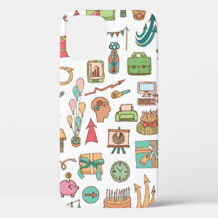 Funda Para iPhone 12 Feliz cumpleaños a los elementos de la oficina en
