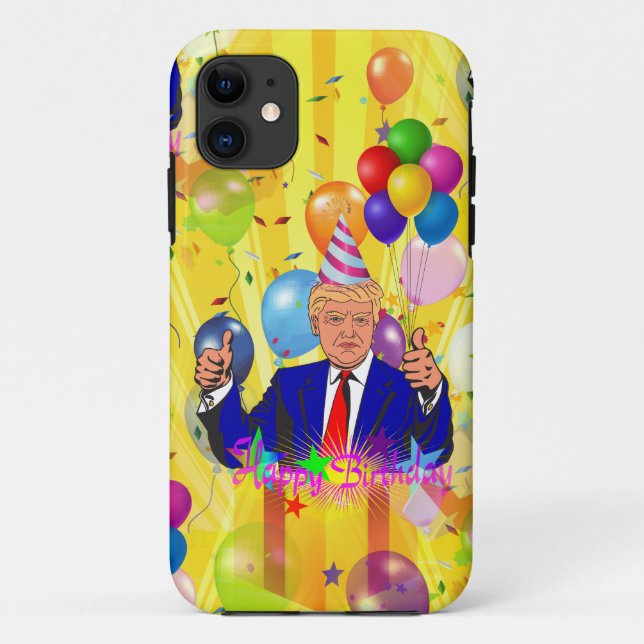 Funda De Case-Mate Para iPhone feliz cumpleaños donald trump (Reverso)