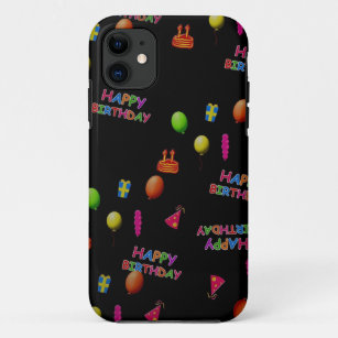 Funda Para iPhone 11 Feliz cumpleaños Fiesta Decoración Globos Gorra Pa