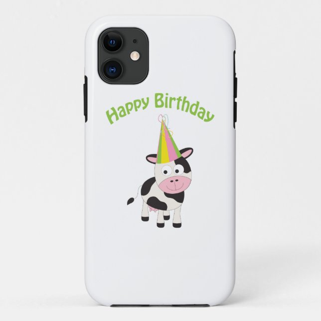 Funda De Case-Mate Para iPhone Feliz cumpleaños vaca (Reverso)