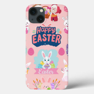 Funda Para iPhone 13 Feliz Deseos de Pascua - Patrón Gracioso Conejito