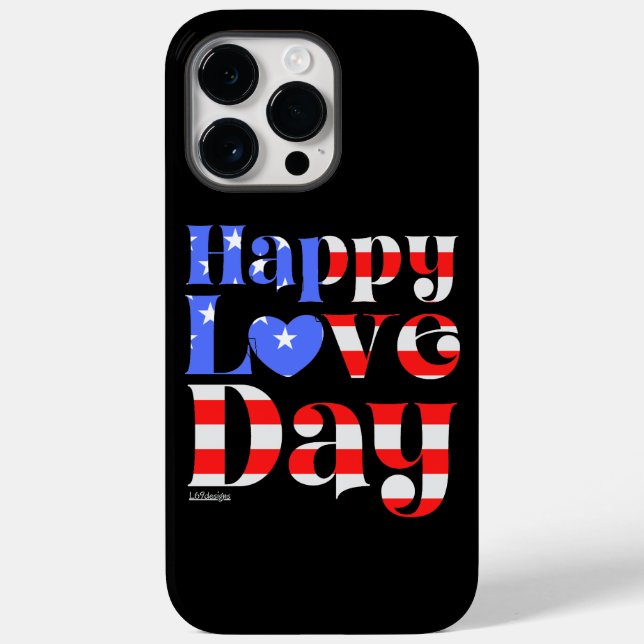Funda De Case-Mate Para iPhone FELIZ DÍA DE AMOR Bandera estadounidense (Reverso )