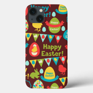 Funda Para iPhone 13 Feliz Día de Pascua - Conejo Patrón y Pascua de Hu
