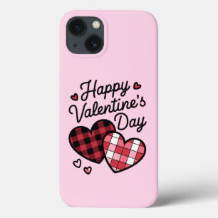 Funda Para iPhone 13 Feliz Día de San Valentín Leopard Plaid Love Heart