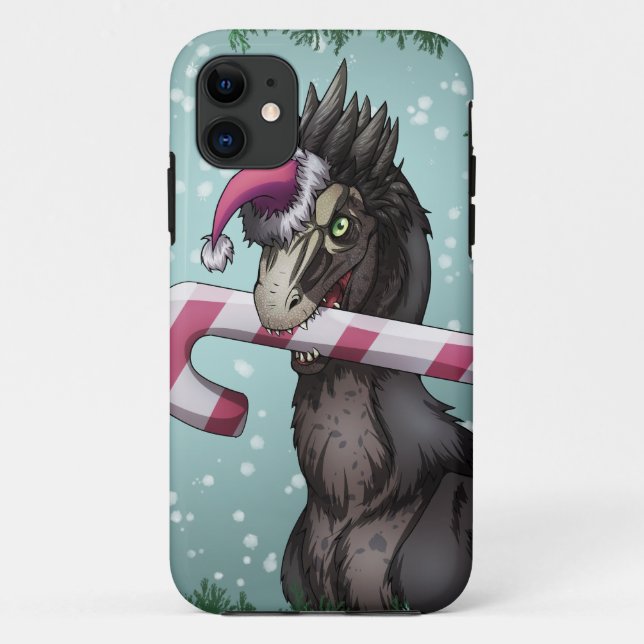 Funda De Case-Mate Para iPhone Feliz Dinosaurio de Navidad (Reverso)