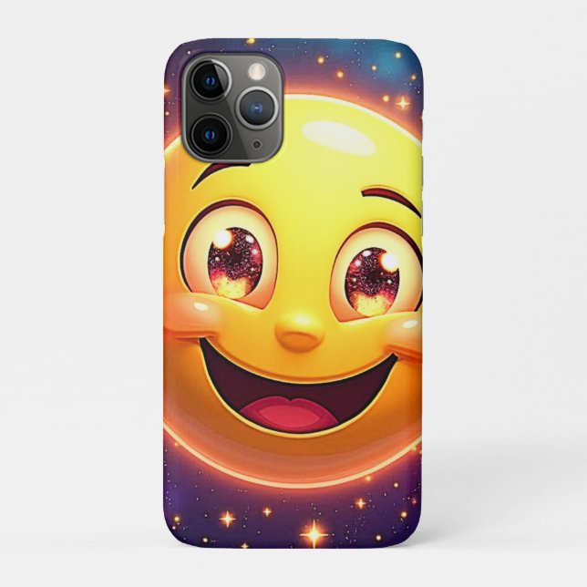 Funda De Case-Mate Para iPhone Feliz Emoji de ojos cósmicos (Reverso)