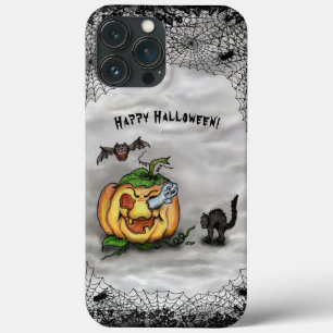 Funda Para iPhone 13 Pro Max Feliz Halloween con la calabaza de gatos fantasma