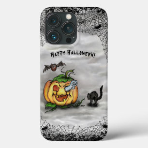 Funda Para iPhone 13 Pro Feliz Halloween con la calabaza de gatos fantasma