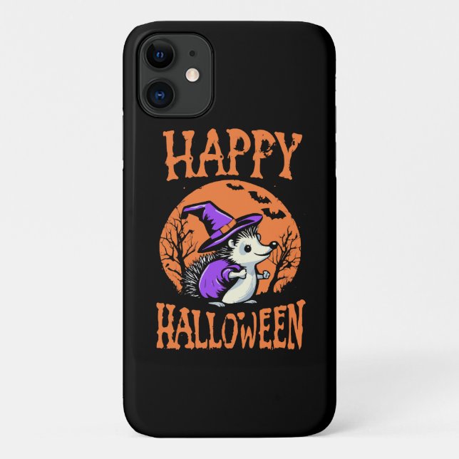 Funda De Case-Mate Para iPhone Feliz Halloween Erizo Bruja (Reverso)