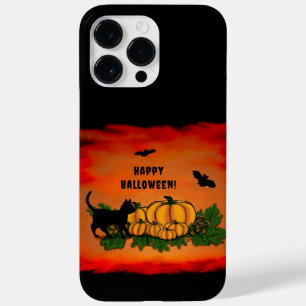 Funda Para iPhone 14 Pro Max De Case-Mate Feliz Halloween, Gato Negro, Murciélago y Calabaza