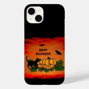 Funda Para iPhone 14 De Case-Mate Feliz Halloween, Gato Negro, Murciélago y Calabaza