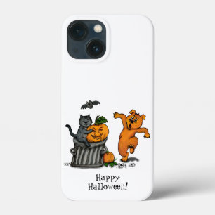 Funda Para iPhone 13 Mini ¡Feliz Halloween! Perro de gato y araña