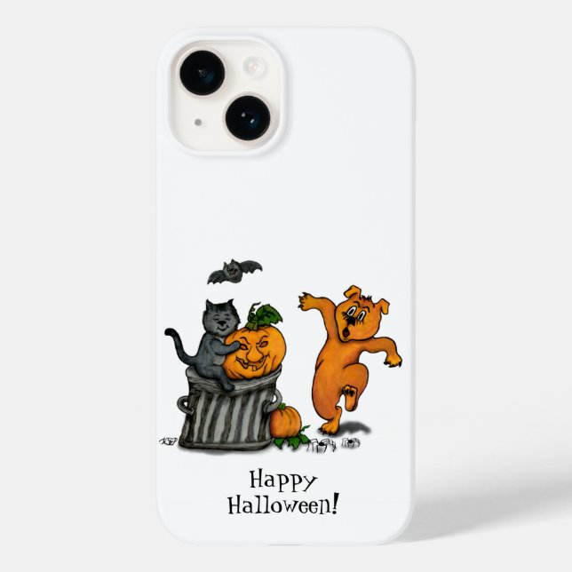 Funda De Case-Mate Para iPhone ¡Feliz Halloween! Perro de gato y araña (Reverso )