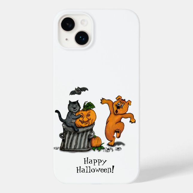 Funda De Case-Mate Para iPhone ¡Feliz Halloween! Perro de gato y araña (Reverso )