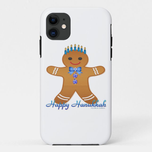 Funda De Case-Mate Para iPhone Feliz Hanukkah Gingerbread Man Menorah (Reverso)