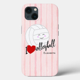 Funda Para iPhone 13 feliz kawaii me encanta el voleibol el corazón las