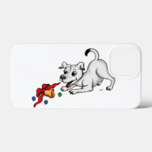Funda Para iPhone 13 Mini ¡Feliz Navidad! Cachorro con bell y ball