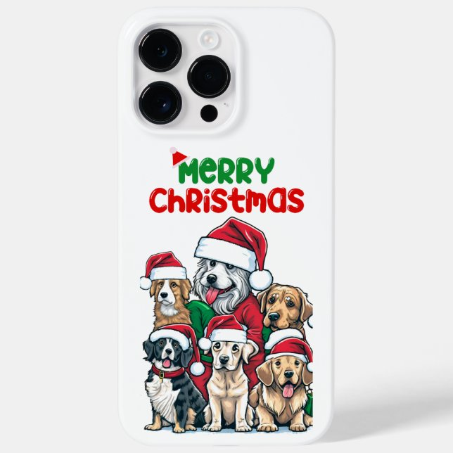 Funda De Case-Mate Para iPhone Feliz Navidad con perros (Reverso)