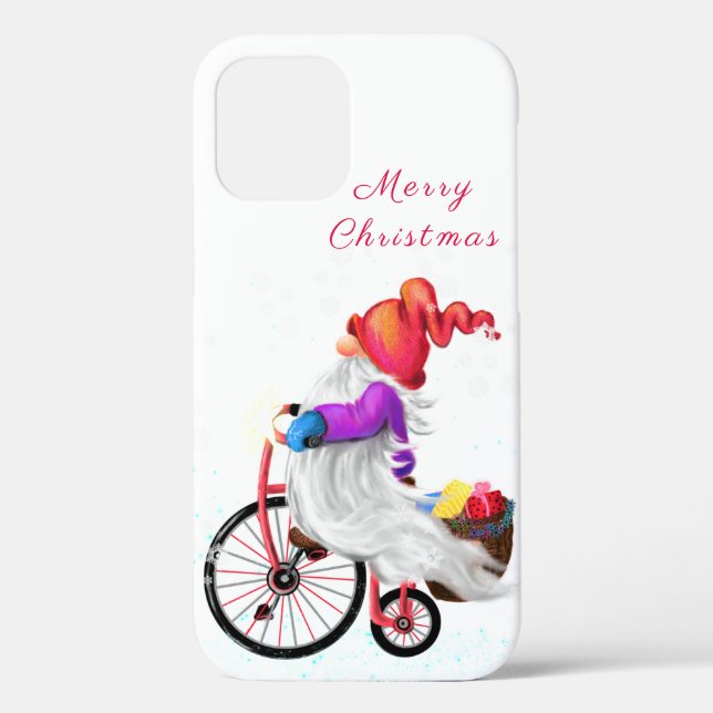 Funda De Case-Mate Para iPhone Feliz Navidad - Cúpula divertida con bicicletas y  (Reverso )