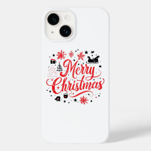 Funda Para iPhone 14 De Case-Mate Feliz Navidad Diseño moderno Blanco y rojo