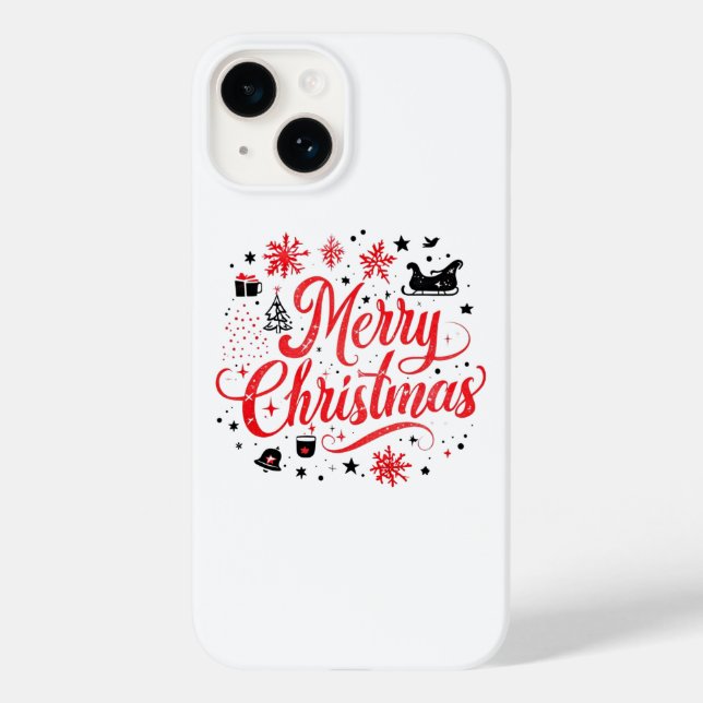 Funda De Case-Mate Para iPhone Feliz Navidad Diseño moderno | Blanco y rojo (Reverso )