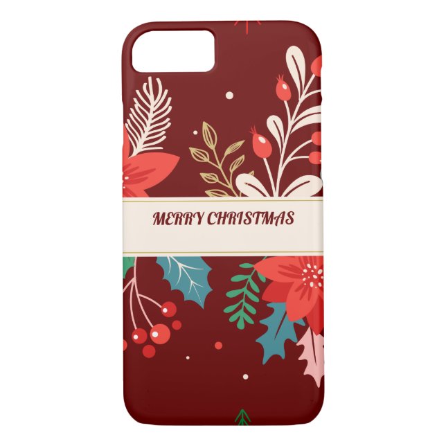 Funda De Case-Mate Para iPhone Feliz Navidad Floral (Reverso)