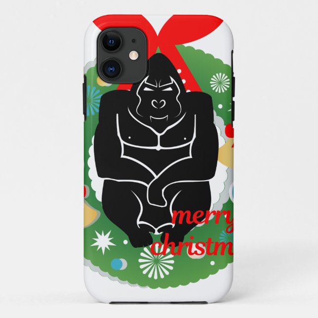 Funda De Case-Mate Para iPhone feliz navidad gorila (Reverso)