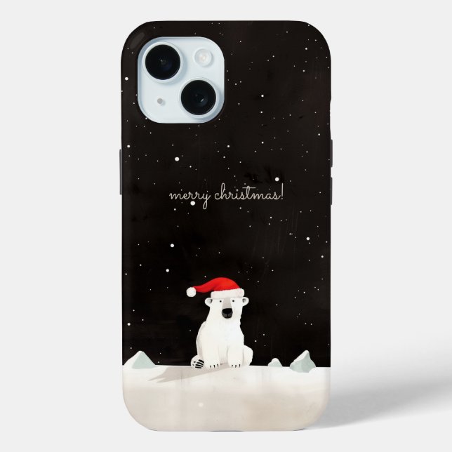 Funda De Case-Mate Para iPhone ¡Feliz Navidad Oso Polar! (Reverso )