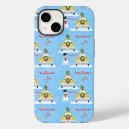 Funda Para iPhone 14 De Case-Mate Feliz Navidad Patrón de Taxi Amarillo de Nueva Yor