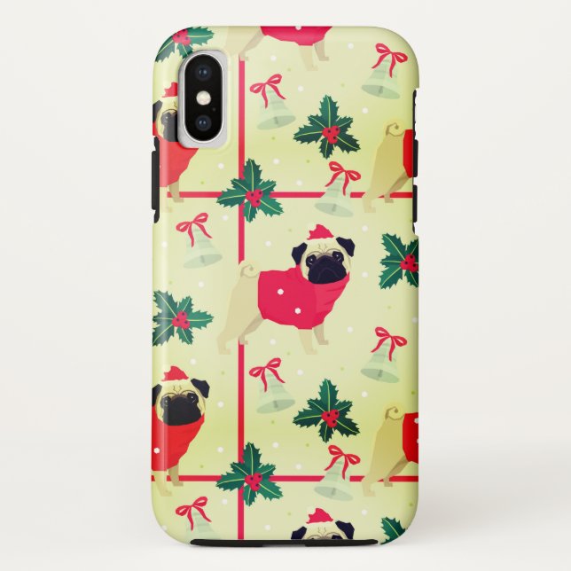 Funda De Case-Mate Para iPhone Feliz Navidad Pug (Reverso)