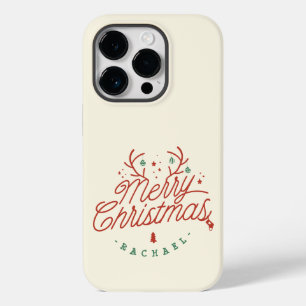 Funda Para iPhone 14 Pro De Case-Mate Feliz Navidad Resto Verde Rojo Reno Personalizado