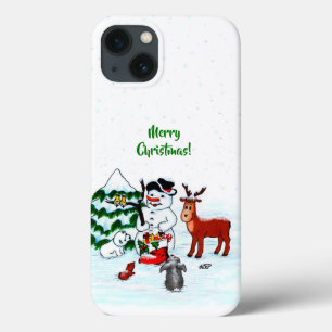 Funda Para iPhone 13 ¡Feliz Navidad! Snowman con sus amigos