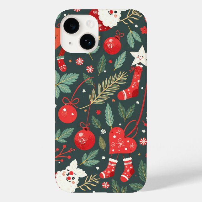 Funda De Case-Mate Para iPhone Feliz Navidad Whimsy (Reverso )