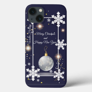 Funda Para iPhone 13 ¡Feliz Navidad y Año Nuevo! 20XX Silver Luxury Hol