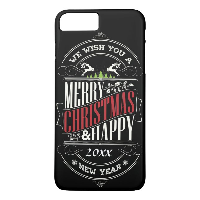 Funda De Case-Mate Para iPhone Feliz Navidad y Feliz Año Nuevo texto (Reverso)