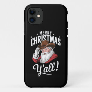 Funda Para iPhone 11 Feliz Navidad Y'all Country Cowboy Santa Claus