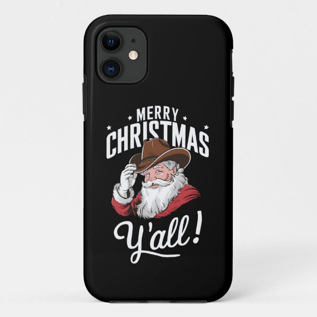 Funda De Case-Mate Para iPhone Feliz Navidad Y'all Country Cowboy Santa Claus (Reverso)