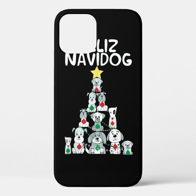 Funda De Case-Mate Para iPhone Feliz Navidog Navidades Camiseta Perro, Graciosa C (Reverso )
