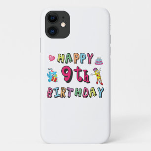 Funda Para iPhone 11 Feliz noveno cumpleaños para niños de 9 años B-day