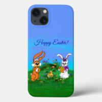 ¡Feliz Pascua! Conejo con conejo y pollo