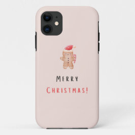 Funda Para iPhone 11 Feliz Pastel de Navidad Pan de jengibre rosa