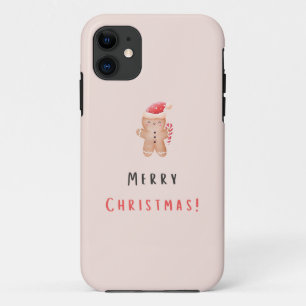 Funda Para iPhone 11 Feliz Pastel de Navidad Pan de jengibre rosa