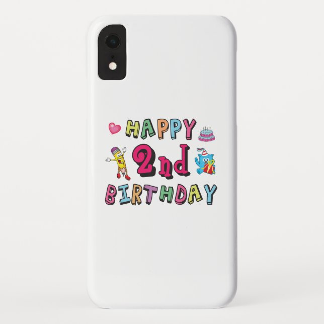 Funda De Case-Mate Para iPhone Feliz segundo cumpleaños. 2 años al día. (Reverso)