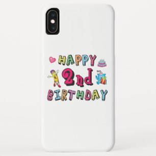 Funda Para iPhone XS Max Feliz segundo cumpleaños. Cumpleaños de 2 años.