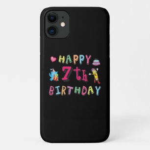 Funda Para iPhone 11 Feliz séptimo cumpleaños. De 7 años.