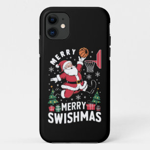 Funda Para iPhone 11 Feliz Swishmas Navidad Santa Jugando Baloncesto 