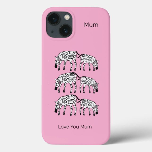 Funda De Case-Mate Para iPhone Feliz y lindo Kenya Zebras Mamá (Reverso)
