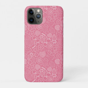 Funda Para iPhone 11 Pro Femenino Rosa Fruta Fresa Cereza Moderno.
